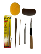 Load image into Gallery viewer, Fettling Knife, Metal Scraper, Needle Tool, Scoring Stick, Wood Model Tool, Manicure Stick, Sponge
