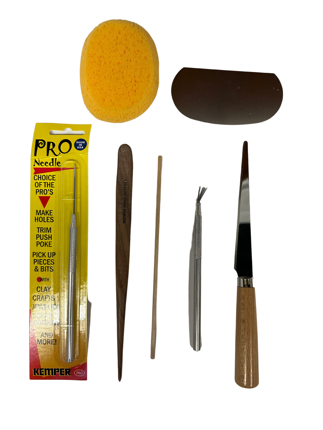 Fettling Knife, Metal Scraper, Needle Tool, Scoring Stick, Wood Model Tool, Manicure Stick, Sponge